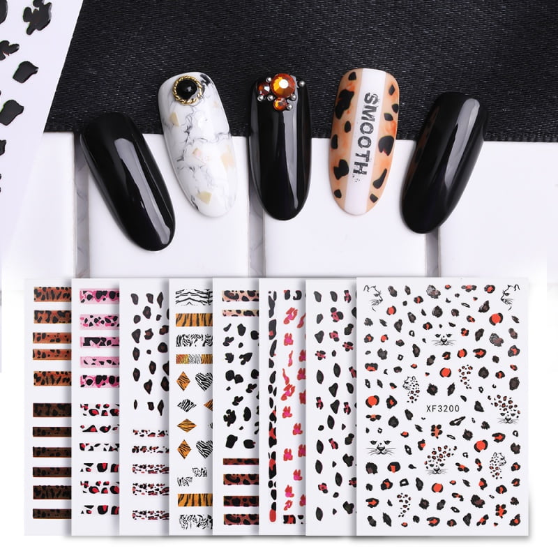3d matte leopard print nail stickers nail art polish wraps sticker decals diy tool walmart com