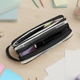thumbnail image 4 of allydrew 2 Compartment Large Grid Transparent Mesh Pencil Case, Pencil Pouch for Stationery Tools, Makeup, and Travel, Black, 4 of 5