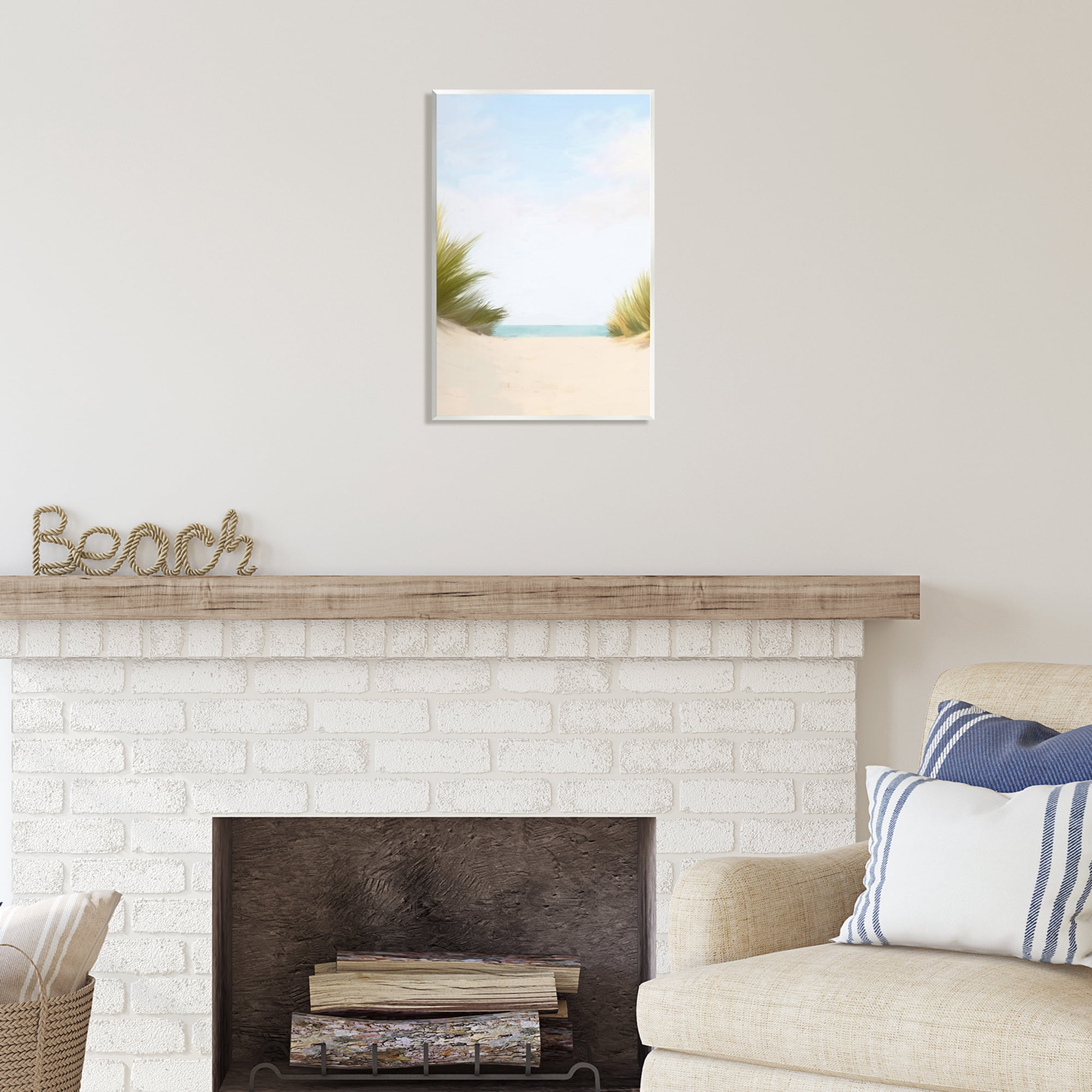 Stupell Industries Seaside Beach Dunes Nature Painting Unframed Art Print Wall Art, 13 x 19