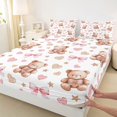 thumbnail image 3 of Homewish Pink Bowknot Bear Full Size Sheets, Cartoon Love Heart Print Bed Sheets, Teens Kids Boys Girls Sheet Sets, Luxury Bedroom Decor, 4pcs, 3 of 7