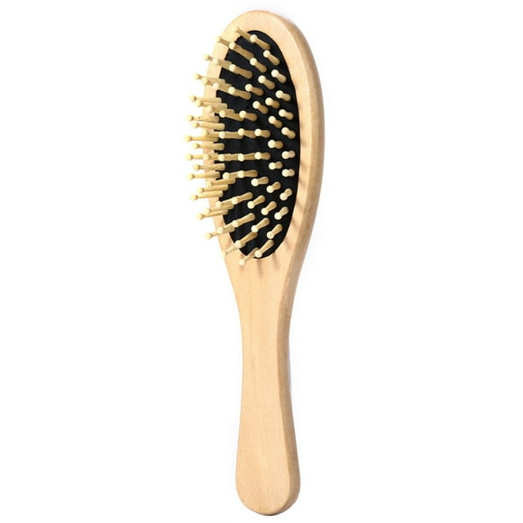 Cepillo de madera de bambú para el cabello con ventilación, cuidado de queratina, masajeador de spa, peine antiestático, goma negra