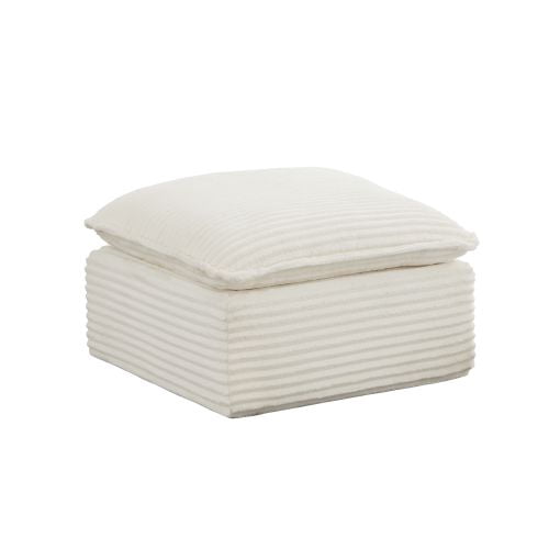 Upholstered Modular Square Compression Ottoman, 30.7" Square x 15.7" H, 3-in-1 Footrest, Seat & Side Table, White