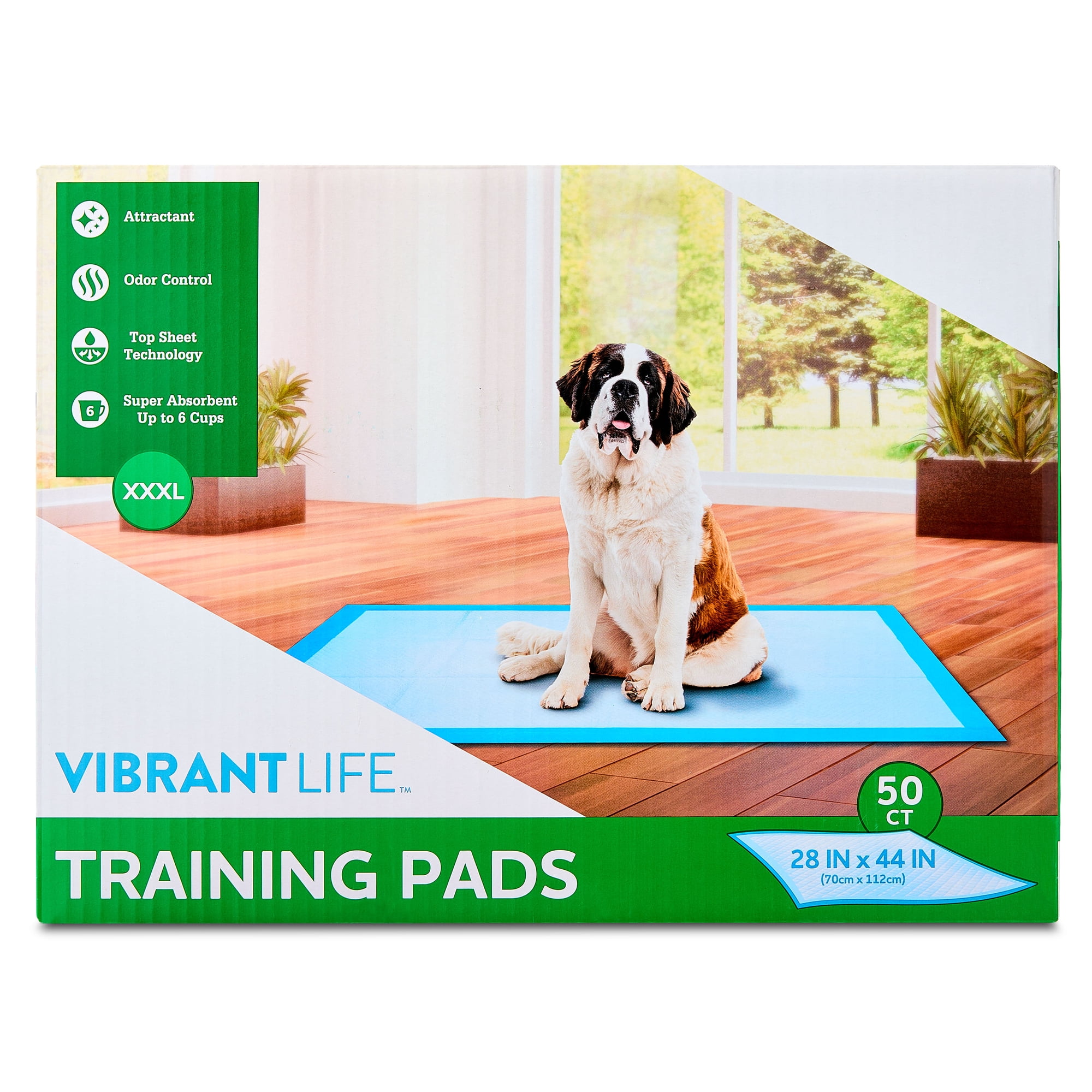 Vibrant Life XXXL Training Pads, 28 in x 44 in, 50 Count