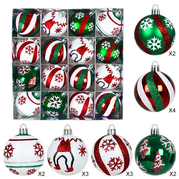 Christmas Tree Ornaments-16 Pack 2.76Inch Christmas Baubles-Red and Green Decorations Set Perfect for Christmas Holiday Party&Home Decoration