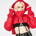 thumbnail image 2 of Plus Size Summer Clothes for Women Gothic Punk Long Sleeve Hooded Sweatshirt Casual Blouse Pullover Crop Top Womens Shirts Dressy Casual Running T Shirt Satin Button up Blouse Red S, 2 of 5