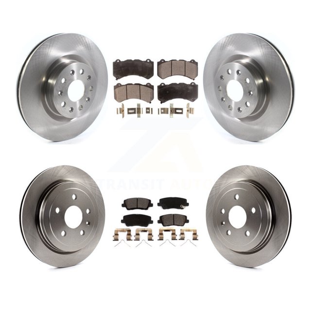 Transit Auto Front Rear Disc Brake Rotors and Ceramic Pads Kit for Car 2016 Cadillac CTS Vsport Premium with RWD Without Performance Lining K8T-103439
