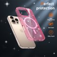 thumbnail image 3 of Designed For iPhone 16 Pro Phone Case,Crystal Glitter Bling Back,Compatible with Mag-Safe,Shockproof Sparkly Cute Women Girl Cover,Ultra Slim Anti-fall Drop Protection,Durable Phone Case,Pink, 3 of 7