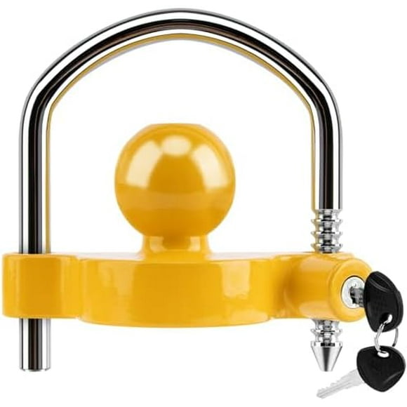 Queilt 2pc Trailer Coupler Lock Universal Adjustable Heavy-Duty Steel Trailer Hitch Lock, Anti Theft Trailer Ball Lock Towing Lock for Towing Trailer Security Fits