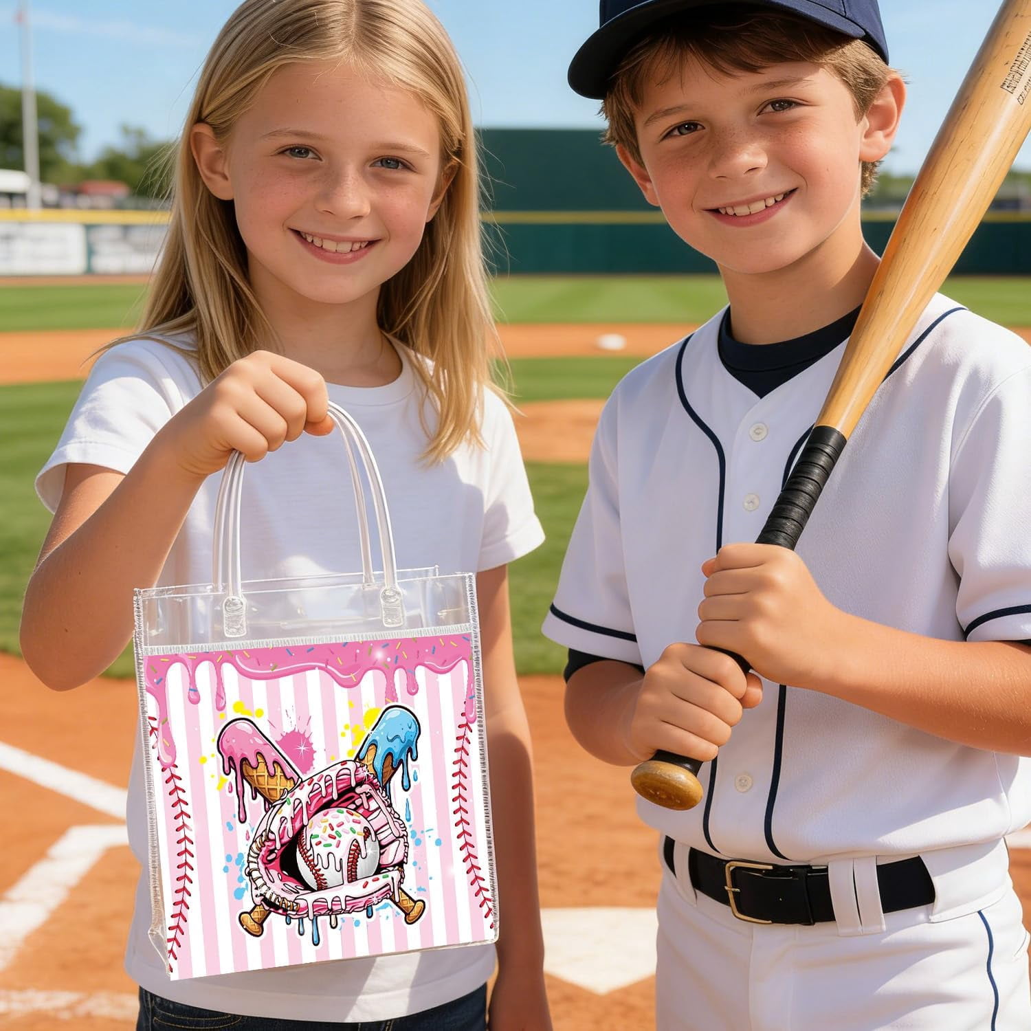 Baseball Clear Gift Bags - 20Pcs Baseball Clear PVC Goodie Candy Treat Bags with Handle Summer Sport Themed Handbag for Fans Coaches Team Game Sports Theme Activities Birthday Party Supplies