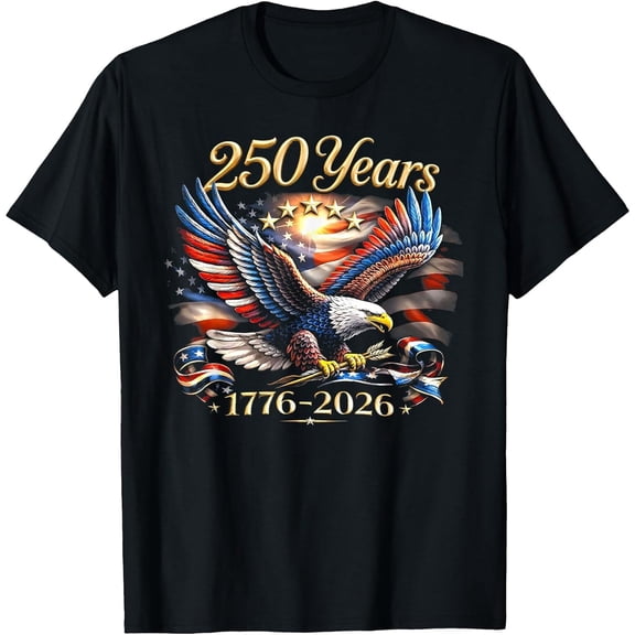 250th Anniversary USA Patriotic 250 Years American Eagle 4th July T-Shirt, Comfortable Breathable Soft Tee, Men's 100% Cotton Graphic T-Shirt 180gsm