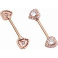 thumbnail image 3 of 14G Love Heart Cubic Zirconia Nipple Rings Bar 316L Stainless Steel Tongue Ring Barbell Piercing Body Jewelry, 3 of 6