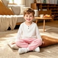 thumbnail image 6 of oelaio Toddler Baby Kid Fall Winter Clothes 2 Piece Outfit Long Sleeve Henley Shirt and Cinch Bottom Pants Set Boys Girls Casual Sweatsuit Sets Pink 7 Years, 6 of 7