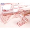 thumbnail image 3 of 4 Pieces Flexible Ruler Set 15cm/6inch Straight Ruler Triangle Rulers Shatterproof Ruler Straight Edge Soft Bendable Rulers Protractor Math Geometry Tool School Office Supplies (Pink), 3 of 7