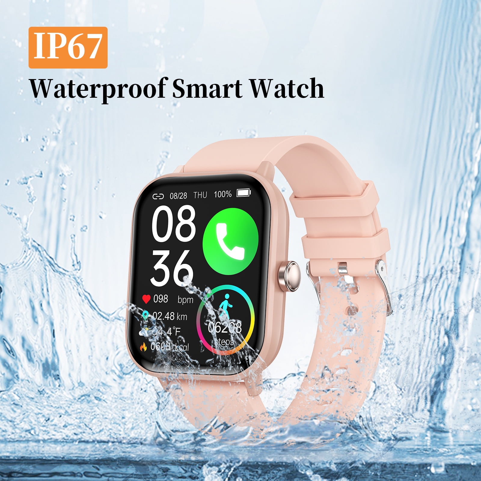1.83" Smart Watch for Women Men, Make/Answer Calls with Fitness and Wellness Tracking 100+ Sports Modes Step Calorie Counter IP67 Waterproof for Android and iPhone