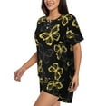 thumbnail image 2 of Lsque Golden Glitter Butterflies Women's Short-Sleeved Pajama Set - 2 Piece Soft and Lightweight Sleepwear Set-X-Large, 2 of 9
