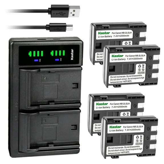 Kastar 4-Pack Battery and LTD2 USB Charger Replacement for Canon ZR850, ZR900, ZR930, ZR950, ZR960, MD100, MD101, MD110, MD111, MD120, MD130, MD140, MD150, MD160, MD205, MD215, MD216, MD225