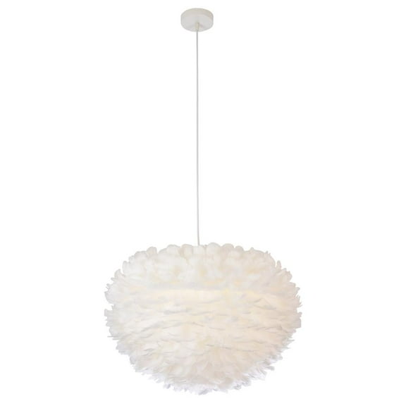 Bethel International Chandelier White Iron & Feather