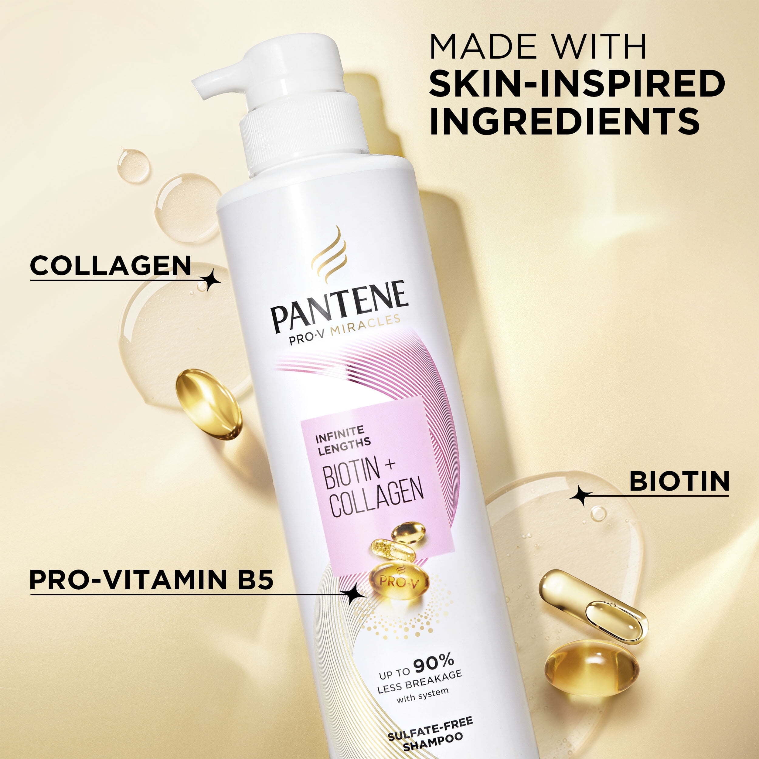 Pantene Sulfate-Free Pro-V Miracles Infinite Lengths Biotin + Collagen Shampoo, 13.5oz and Miracle Rescue Deep Repair Conditioner, 8oz