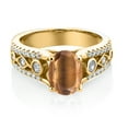 thumbnail image 2 of Gem Stone King 1.81 Ct Oval Brown Tiger Eye 18K Yellow Gold Plated Silver Ring, 2 of 4