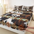 thumbnail image 3 of Castle Fairy Cow Print 3Pcs Twin Sheet Sets for Teens Women Men,Bohemian Aztec Twin Fitted Sheet,Exotic Style Breathable Flat Sheet,Super Cozy Room Decor, 3 of 7