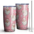 thumbnail image 2 of 20oz Tumblers Pink Christmas Santa Pattern Stainless Steel Vacuum Insulated Double Wall Travel Tumbler Cups Mug with Lid and Straw,Cleaning Brush for Cold & Hot Drinks, 2 of 7