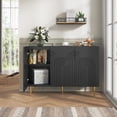 thumbnail image 6 of 47-inch Accent Sideboard Cabinet with Cloud Relief Design and 3 Doors, Black, 6 of 7