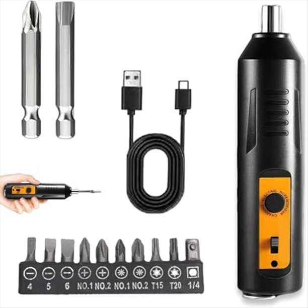 Destornillador Eléctrico, Kit de Herramientas de Reparación Automática para el Hogar con Luz LED, Destornillador Magnético Inalámbrico Recargable por USB B