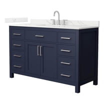 Beckett 54" Dark Blue Single Vanity & Giotto Quartz Top (3-Hole) & Nickel Trim
