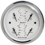 AutoMeter for Old Tyme White 3-3/8in Short Sweep Electric Quad Gauge-Oil Press