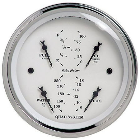 AutoMeter for Old Tyme White 3-3/8in Short Sweep Electric Quad Gauge-Oil Press