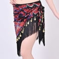 thumbnail image 6 of Xfvqtps Woman Sequin Dance Skirt Tassel Triangular Belt Belly Dancing Waist Towel Waist Chain Hip Towel Performance Skirt Red, 6 of 7