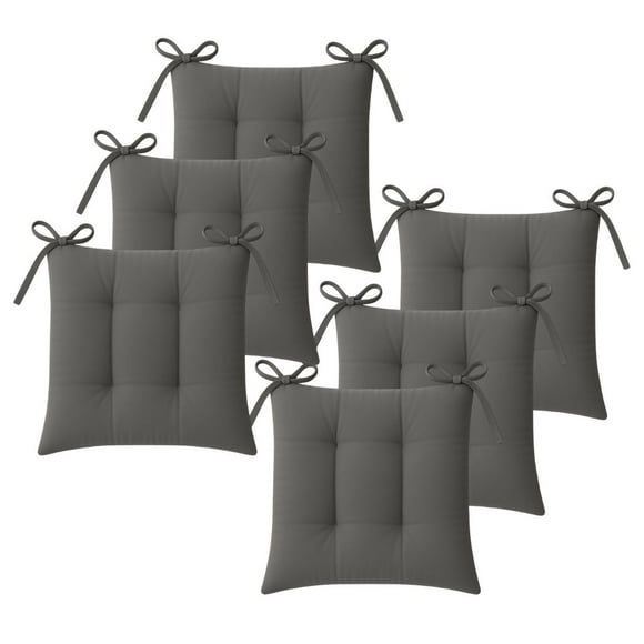 TESSO HOME Set de 6 Cojines Acolchados para Silla de Comedor con Lazos Relleno Ideal Almohadillas para los Asientos Medidas 42 x 42 x 7 cm