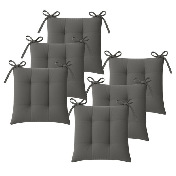 TESSO HOME Set de 6 Cojines Acolchados para Silla de Comedor con Lazos Relleno Ideal Almohadillas para los Asientos Medidas 42 x 42 x 7 cm