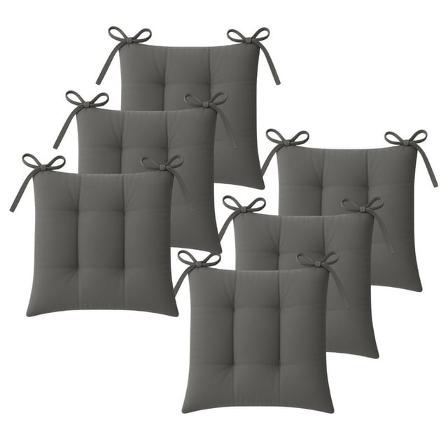 TESSO HOME Set de 6 Cojines Acolchados para Silla de Comedor con Lazos Relleno Ideal Almohadillas para los Asientos Medidas 42 x 42 x 7 cm