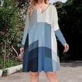 thumbnail image 2 of Modern Art Blue Gray Black Geometric Long Sleeve Dresses For Women Vintage Elegant Party Dress Oversized V-neck Dress S-8XL, 2 of 7