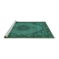 thumbnail image 2 of Ahgly Company Machine Washable Indoor Round Medallion Turquoise Blue Traditional Area Rugs, 6' Round, 2 of 4