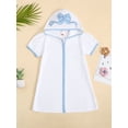 thumbnail image 2 of Argulvti Kid Swim Coverups Bow/Elephant Embroidery Short Sleeve Hooded Robe Zip-Up Towel Beachwear, 2 of 7