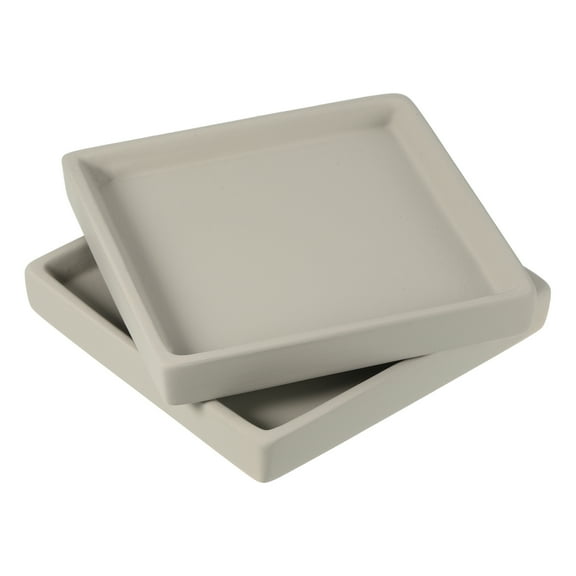 Uxcell 5" Ceramic Square Planter Saucer Flower Pot Drip Tray Coaster, Gray 2 Pack