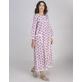 thumbnail image 3 of Moomaya Women's Cotton Maxi Nightdress | Printed A-Line Sleepwear | 3/4 Sleeve Round Neck Lounge Dress, 3 of 8