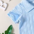 thumbnail image 7 of UngA Toddler Baby Boy Clothes Summer Outfits Short Sleeve Textured Knit Solid Polo T Shirts and Shorts 2Pcs Sweatsuit Set (Blue,9-12 Months), 7 of 7