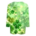 thumbnail image 5 of Diufon T-Shirts de la Saint-Patrick pour Femmes, Grande Taille, Imprimé Trèfle, Manches 3/4, Col Rond, 5 of 5
