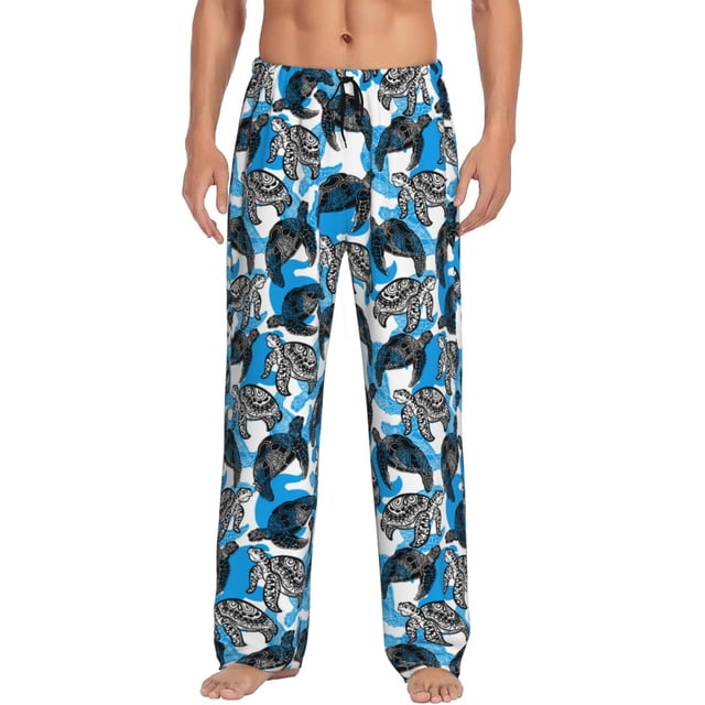 Balery Sea Animal Pantalones de pijama para hombre, pijama ultraligero, pantalón de descanso-Large