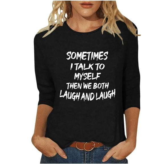 YanHoo Women 3/4 Sleeve Blouse 3/4 Length Sleeve Womens Crewneck Tops Graphic 3/4 Sleeve Tops for Women Ladies Tops and Blouses 3/4 Sleeve 2026 Fall Savings Winter