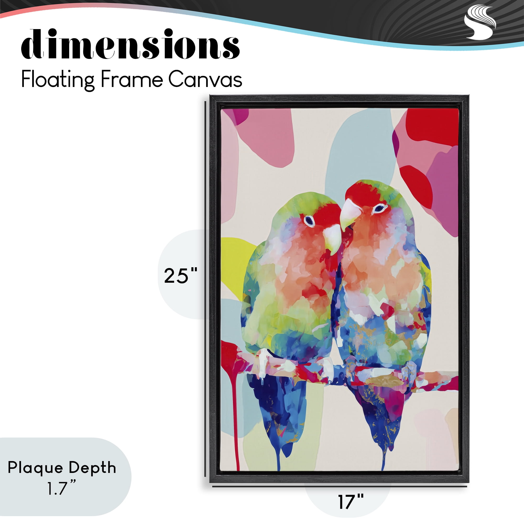 Stupell Industries Lovebirds on a Branch Black Framed Floater Canvas Wall Art, design by Chromatic Storm Studio