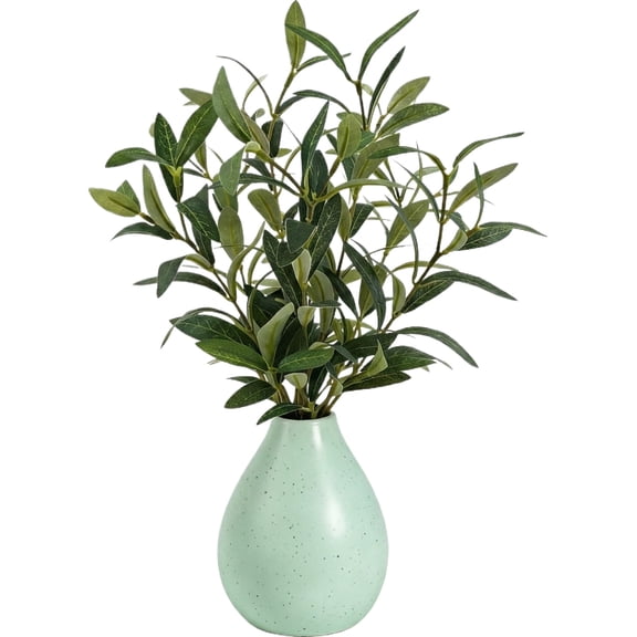 Artificial Olive Tree in Ceramic Vase Home Office Decor Turquoise 14 Inch Tall Living Room Coffee Table