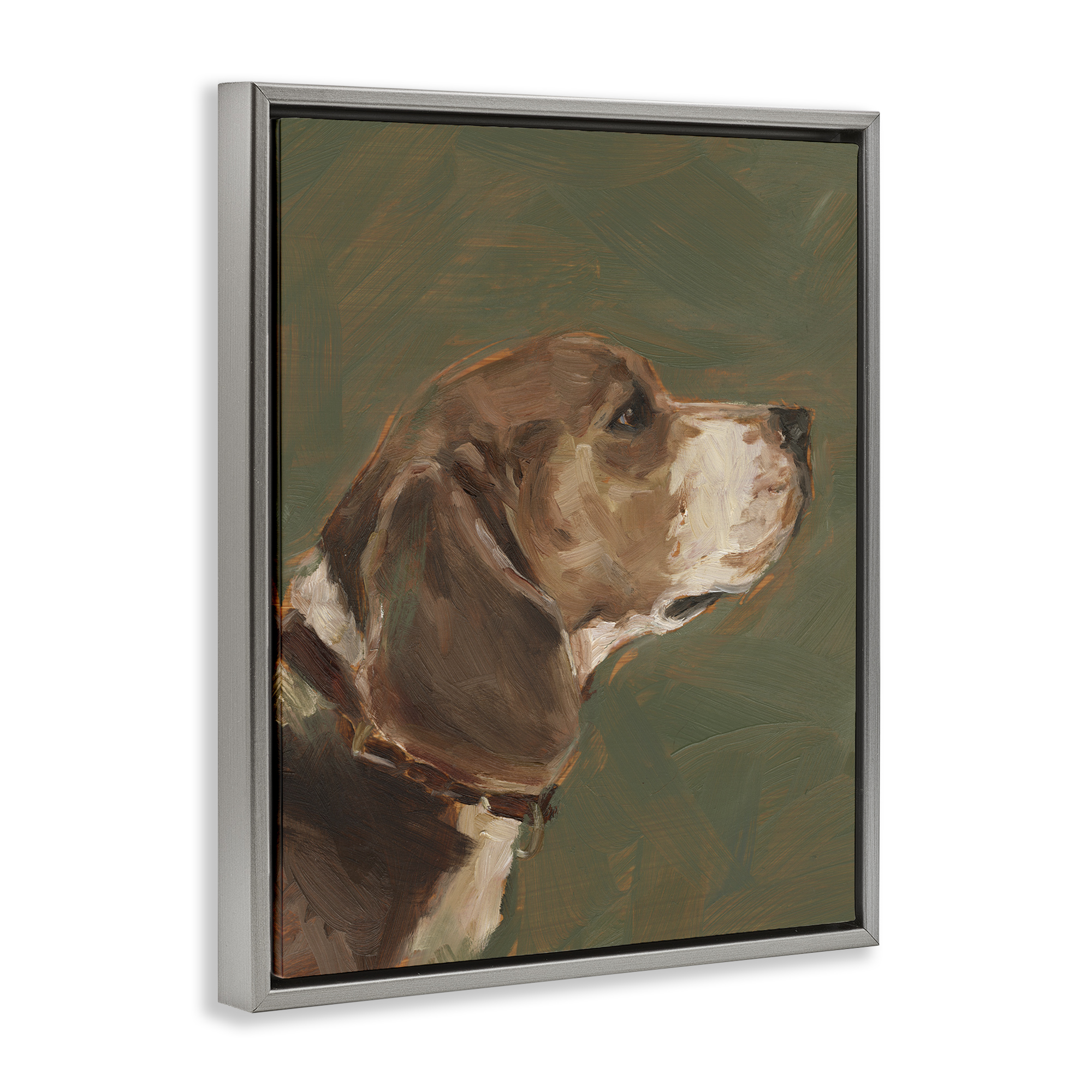 Stupell Industries Traditional Beagle Portrait Animals & Insects Painting Gray Floater Framed Canvas Art Print Wall Art, 25 x 31