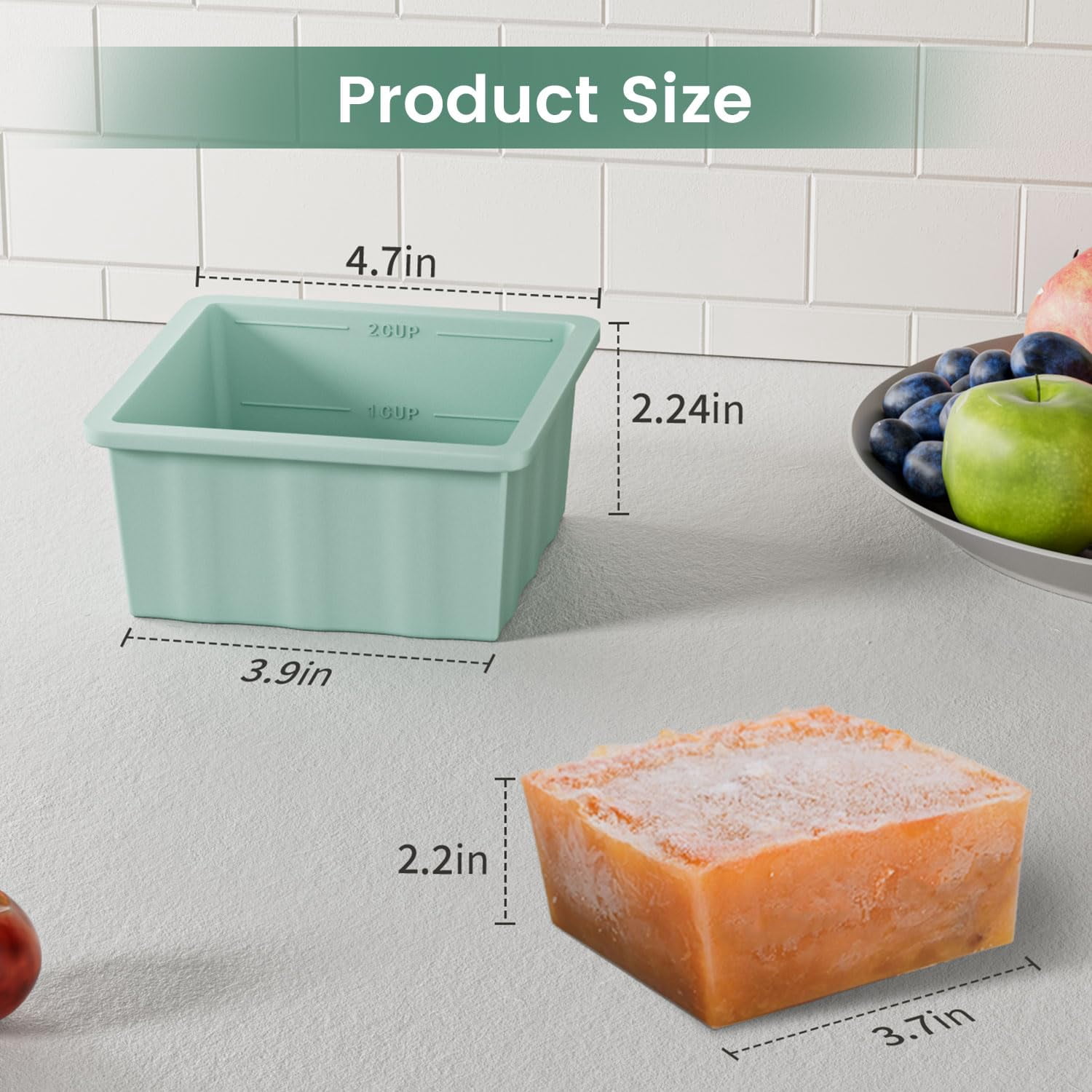 Silicone Freezer Tray For Soup Ice Cubes: 2-cup Freezing Trays With Lid Meal Prep - 4pack Silicon Portion Freeze Make Stock Souped Cube