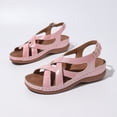 thumbnail image 2 of SACFOF Women's Beach Criss Cross Low Wedge Shoes Summer Dressy Platform Flats Buckle Ankle Strap Open Toe Wedges Walking Comfy Casual Buckle Sandals, 2 of 6