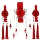 thumbnail image 1 of 1 juego de pendientes y pinza para el pelo con borlas Kanzashi para kimono Hanfu para mujer rojo, 1 of 9