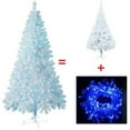 thumbnail image 3 of 4ft/5ft/6ft Snow Flocked Christmas Tree, Pine Branches Bushy Pine Holiday Decoration, Artificial Christmas Tree With Blue LED Lights, 3 of 7
